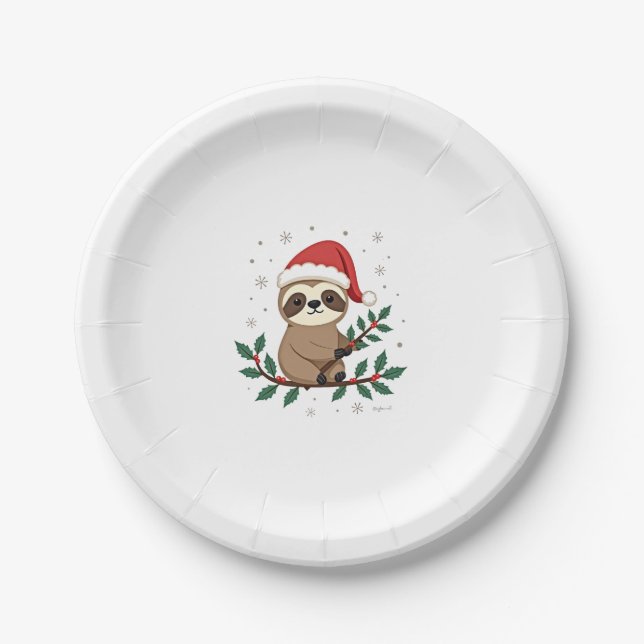 Christmas sloth design (2) paper plate (Front)