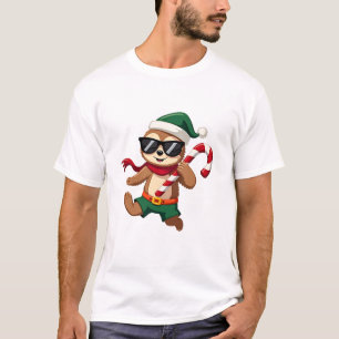 Christmas Sloth Elf Peppermint Candy Cane Shirt Gi