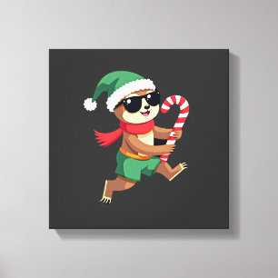 Christmas Sloth Elf Peppermint Candy Cane Shirt Gi Canvas Print
