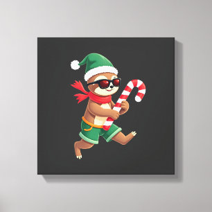 Christmas Sloth Elf Peppermint Candy Cane Shirt Gi Canvas Print