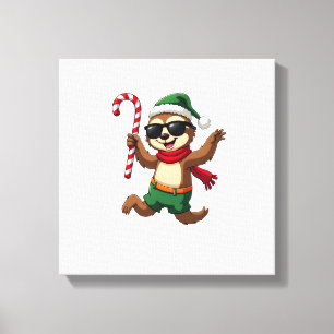 Christmas Sloth Elf Peppermint Candy Cane Shirt Gi Canvas Print