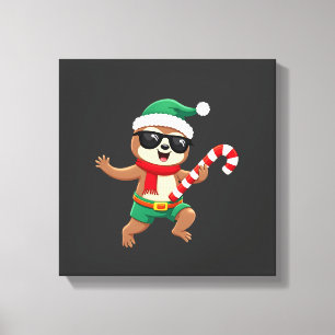 Christmas Sloth Elf Peppermint Candy Cane Shirt Gi Canvas Print