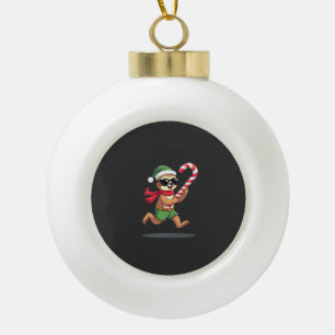 Christmas Sloth Elf Peppermint Candy Cane Shirt Gi Ceramic Ball Christmas Ornament