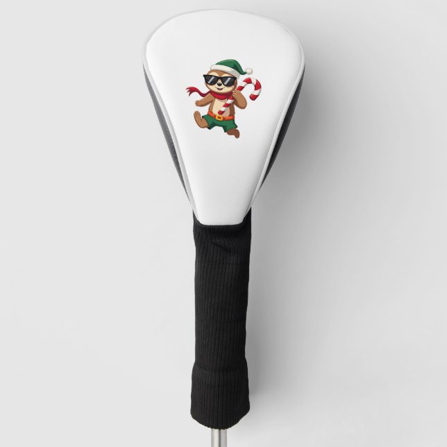 Christmas Sloth Elf Peppermint Candy Cane Shirt Gi Golf Head Cover (Front)