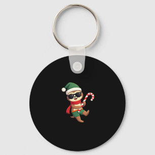 Christmas Sloth Elf Peppermint Candy Cane Shirt Gi Key Ring