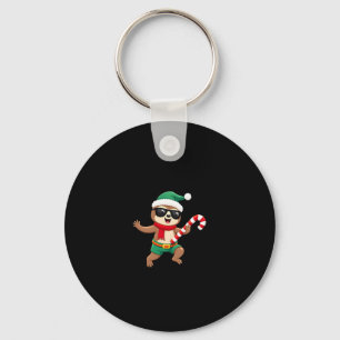 Christmas Sloth Elf Peppermint Candy Cane Shirt Gi Key Ring