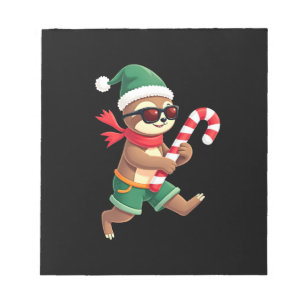 Christmas Sloth Elf Peppermint Candy Cane Shirt Gi Notepad