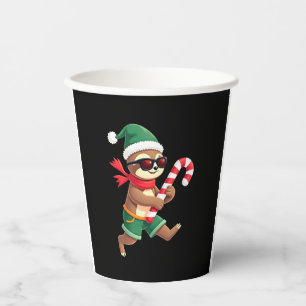 Christmas Sloth Elf Peppermint Candy Cane Shirt Gi Paper Cups