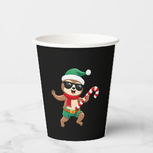 Christmas Sloth Elf Peppermint Candy Cane Shirt Gi Paper Cups