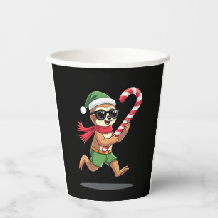 Christmas Sloth Elf Peppermint Candy Cane Shirt Gi Paper Cups