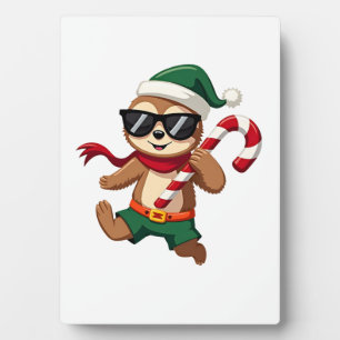 Christmas Sloth Elf Peppermint Candy Cane Shirt Gi Plaque