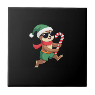Christmas Sloth Elf Peppermint Candy Cane Shirt Gi Tile