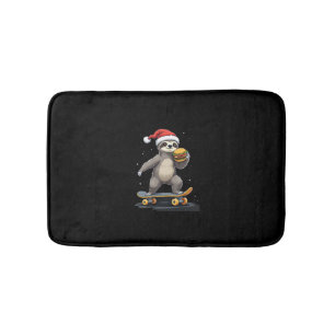 CHRISTMAS SLOTH Funny Christmas Skateboard Sloth Bath Mat