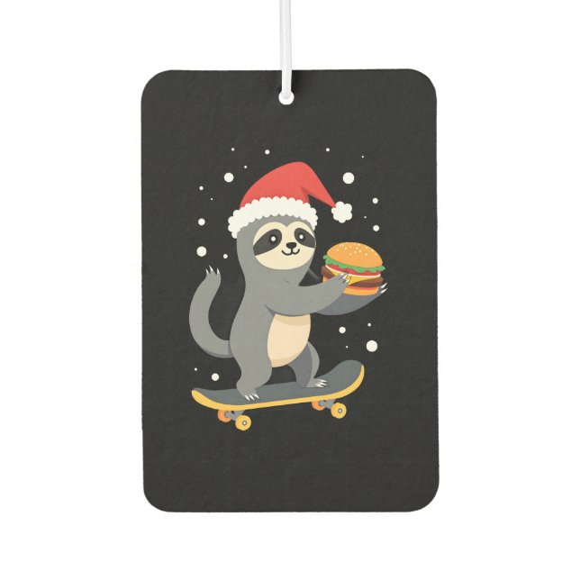 CHRISTMAS SLOTH Funny Christmas Skateboard Sloth ( Car Air Freshener (Front)