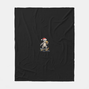 CHRISTMAS SLOTH Funny Christmas Skateboard Sloth Fleece Blanket