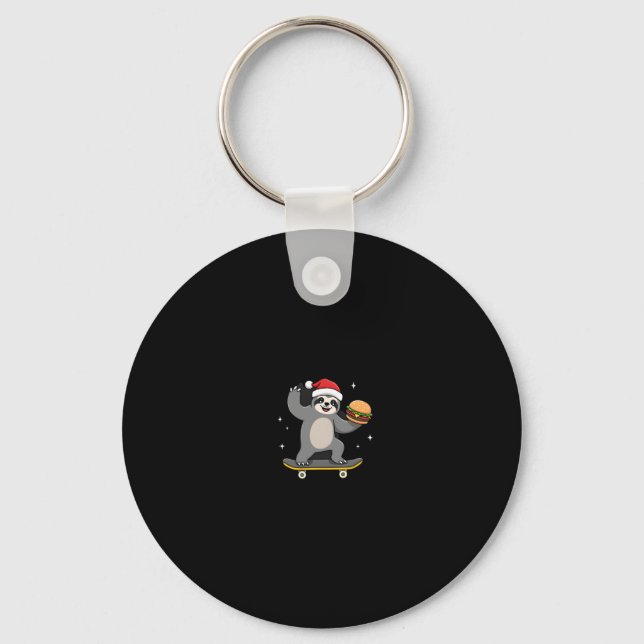 CHRISTMAS SLOTH Funny Christmas Skateboard Sloth ( Key Ring (Front)