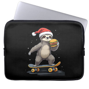 CHRISTMAS SLOTH Funny Christmas Skateboard Sloth Laptop Sleeve