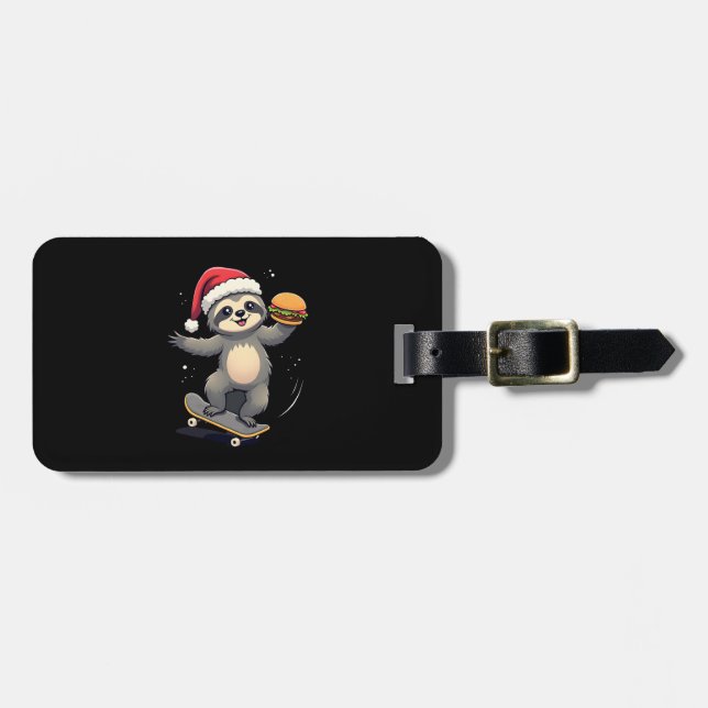 CHRISTMAS SLOTH Funny Christmas Skateboard Sloth ( Luggage Tag (Front Horizontal)