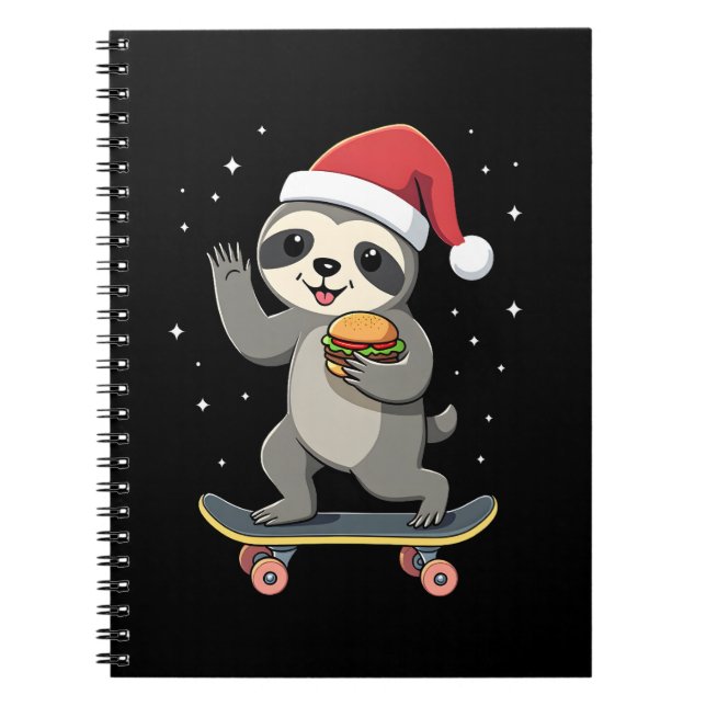 CHRISTMAS SLOTH Funny Christmas Skateboard Sloth ( Notebook (Front)