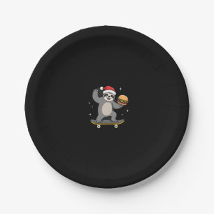 CHRISTMAS SLOTH Funny Christmas Skateboard Sloth ( Paper Plate