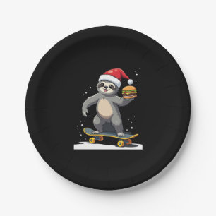 CHRISTMAS SLOTH Funny Christmas Skateboard Sloth ( Paper Plate