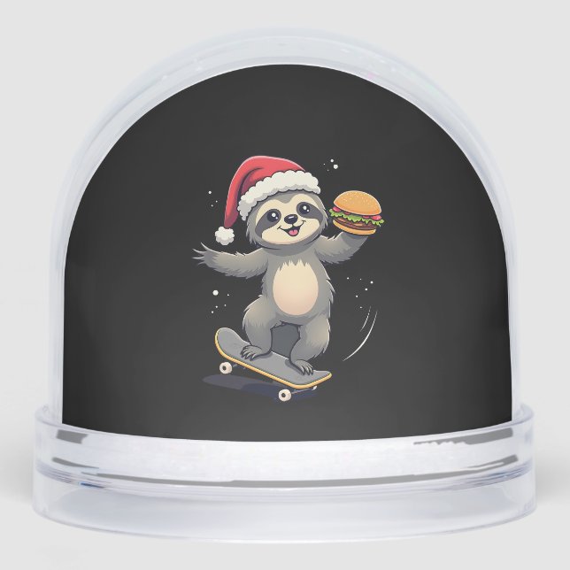 CHRISTMAS SLOTH Funny Christmas Skateboard Sloth ( Snowglobe (Front)