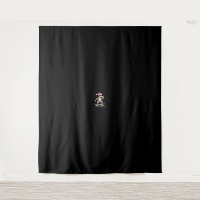 CHRISTMAS SLOTH Funny Christmas Skateboard Sloth Tapestry (Front)