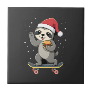 CHRISTMAS SLOTH Funny Christmas Skateboard Sloth ( Tile