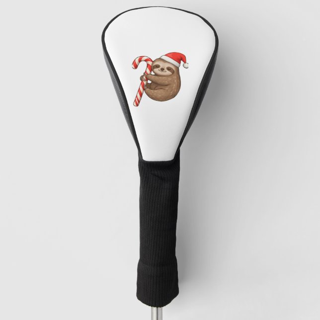 Christmas Sloth Hugging Candy Cane Classic T-Shirt Golf Head Cover (Front)