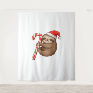 Christmas Sloth Hugging Candy Cane Classic T-Shirt Tapestry