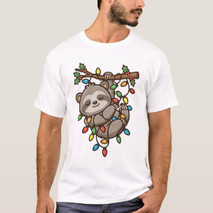 Christmas Sloth Lights Funny Holiday T-Shirt
