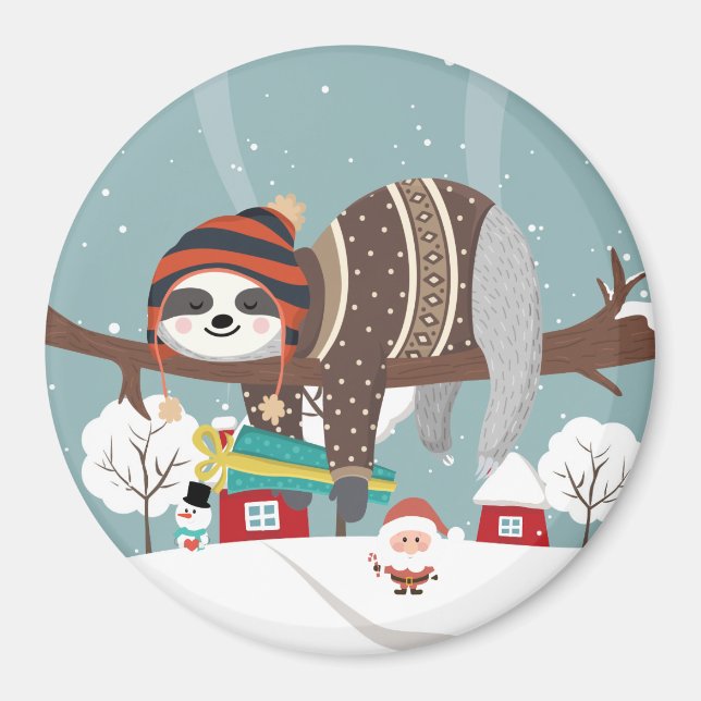 Christmas Sloth Magnet (Front)