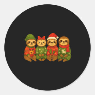 Christmas Sloth Matching Family Xmas Pajama Men Wo Classic Round Sticker