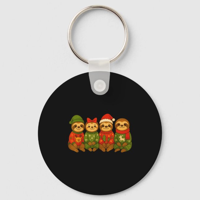 Christmas Sloth Matching Family Xmas Pajama Men Wo Key Ring (Front)