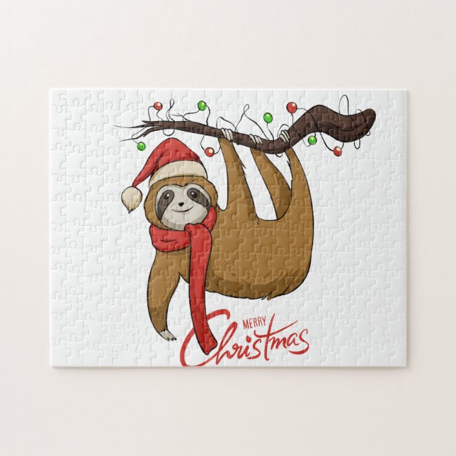 Christmas Sloth on Tree Branch%0A Jigsaw Puzzle (Horizontal)