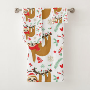 Christmas Sloth Pattern Bath Towel Set