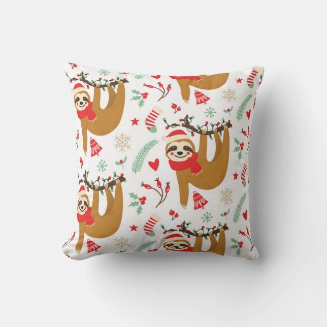 Christmas Sloth Pattern Cushion (Front)