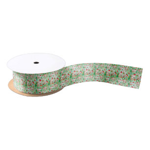 Christmas Sloth Pattern Ribbon Satin Ribbon