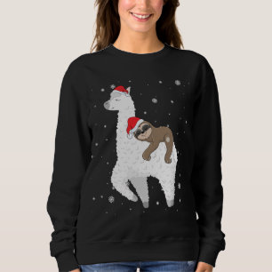 Christmas Sloth Riding Llama Santa Funny Pyjamas F Sweatshirt