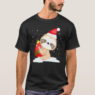 Christmas Sloth Santa Snow For Women Girls Kids Me T-Shirt