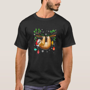 Christmas Sloth Santa Snow For Women Girls T-Shirt
