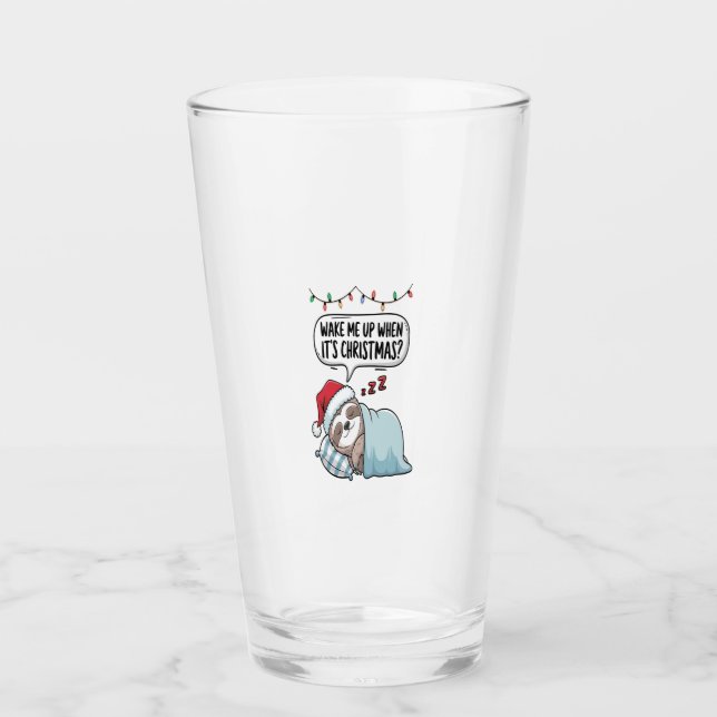 Christmas Sloth Sleeping Holiday Glass (Front)