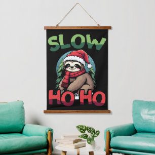 Christmas Sloth Slow Ho Ho Festive Holiday Design Hanging Tapestry