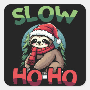 Christmas Sloth  Slow Ho Ho Festive Holiday Design Square Sticker