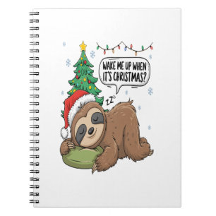 Christmas Sloth Wake Me Up Holiday Nap Notebook