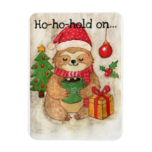 Christmas sloth with hot cocoa magnet