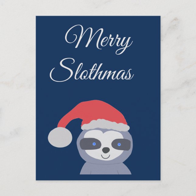 Christmas Sloth with Santa Hat Postcard (Front)