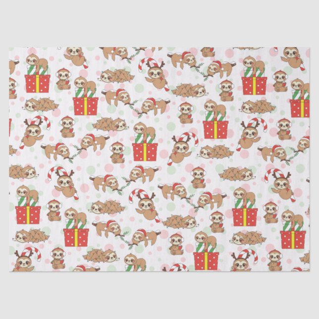 Christmas Sloths Tissue Paper (Front)