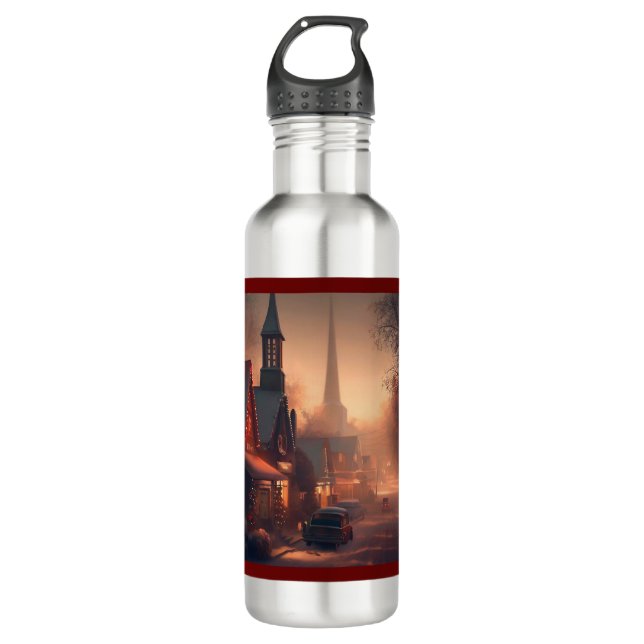 Christmas Small Town 4 710 Ml Water Bottle (Front)