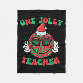 Christmas Smile Peace Jolly Teacher Retro Xmas Fleece Blanket